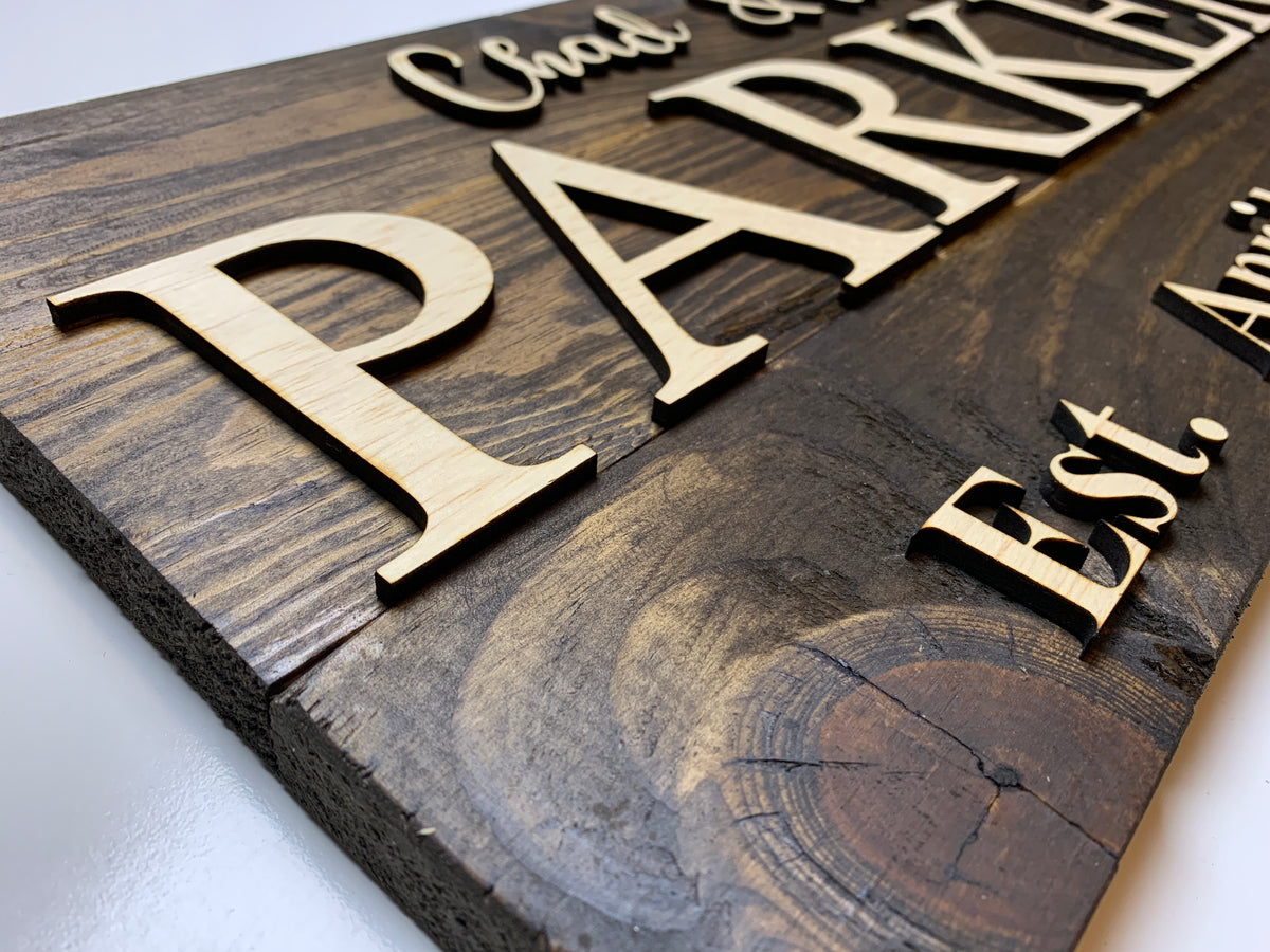 Last Name wood sign